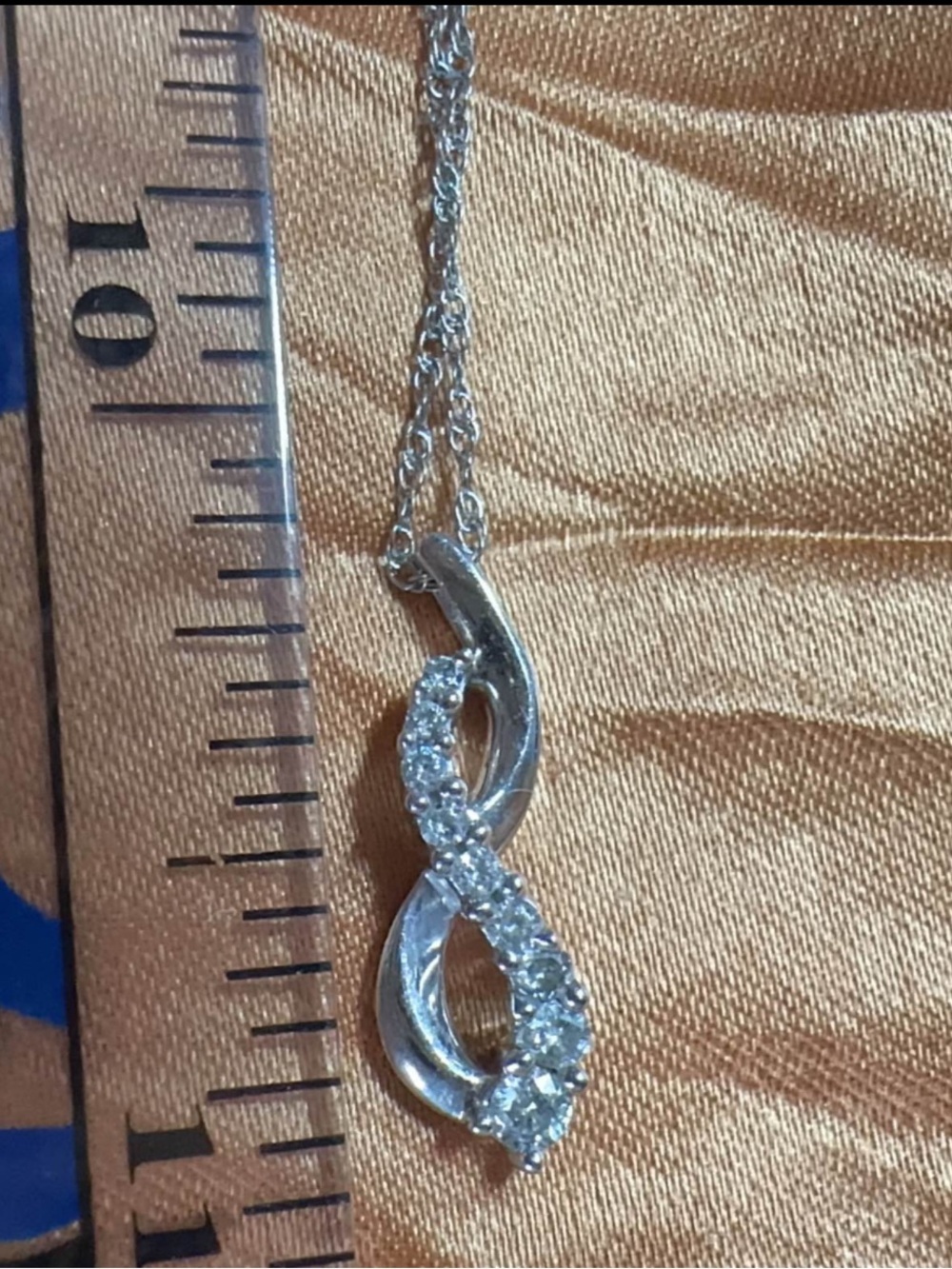 10K White Gold Infinity Necklace Fancy Diamonds